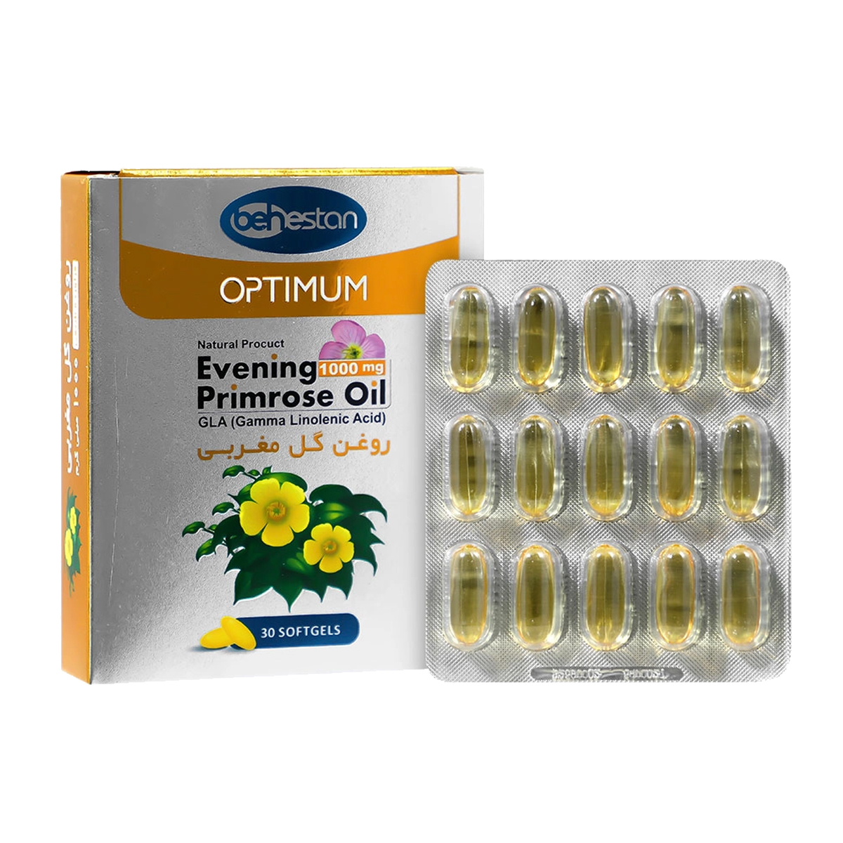 كپسول نرم ژلاتینی اپتیمم روغن گل مغربی 1000 میلی گرم 30 عدد بهستان
