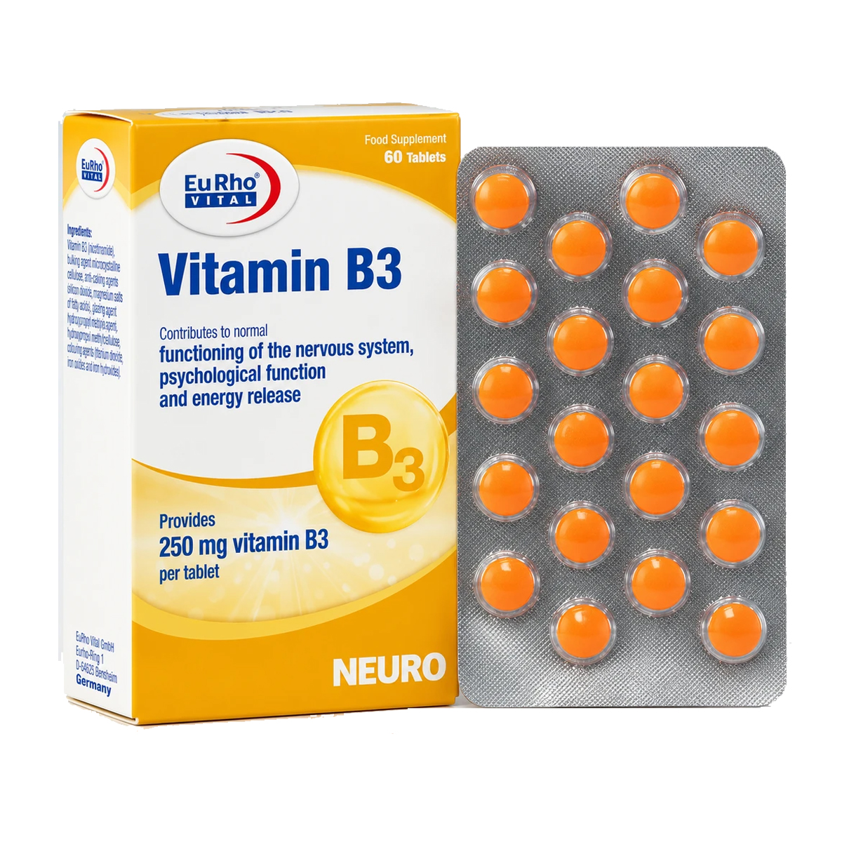 قرص ویتامین ب3 250 میلی گرم 60 عدد یوروویتال